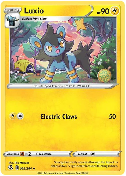 Luxio 092/264 Uncommon Reverse Holo Pokemon Card (SWSH Fusion Strike)