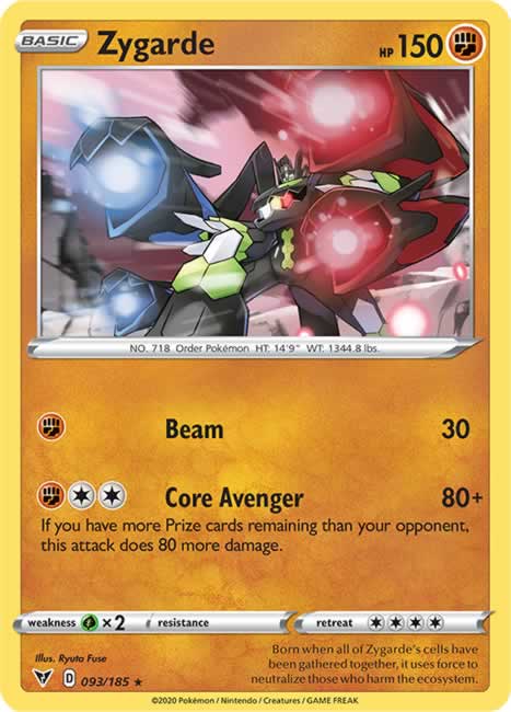 Zygarde 093/185 Rare Holo Pokemon Card (SWSH04 Vivid Voltage)