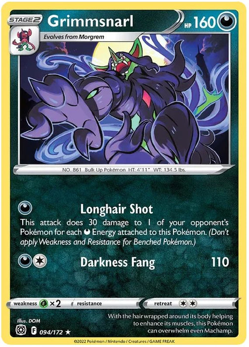 Grimmsnarl 094/172 Rare Reverse Holo Pokemon Card (SWSH Brilliant Stars)