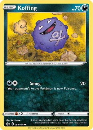 Koffing 094/198 Common Reverse Holo Pokemon Card (SWSH Chilling Reign)