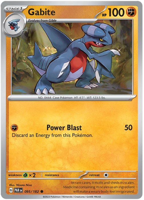 Gabite 095/182 Common Reverse Holo Pokemon Card (SV04 Paradox Rift)