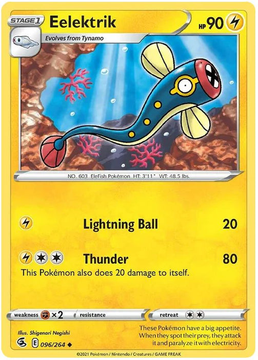 Eelektrik 096/264 Uncommon Reverse Holo Pokemon Card (SWSH Fusion Strike)