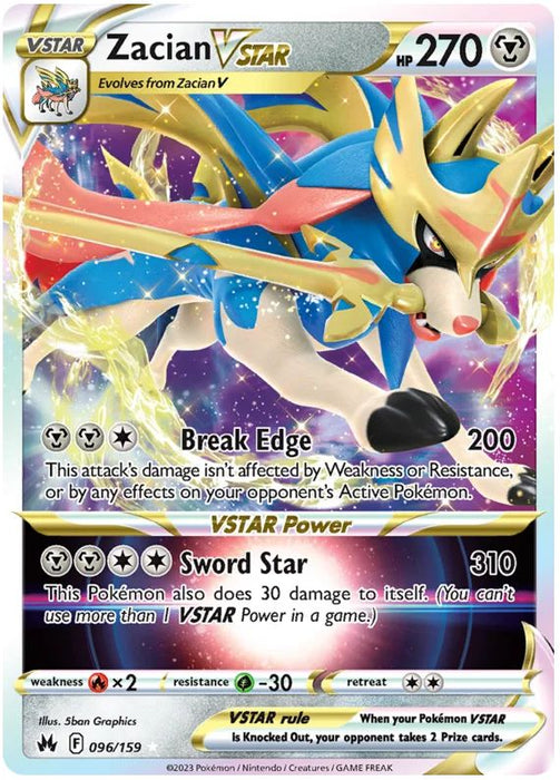 Zacian VSTAR 096/159 Rare VSTAR Pokemon Card (SWSH Crown Zenith)