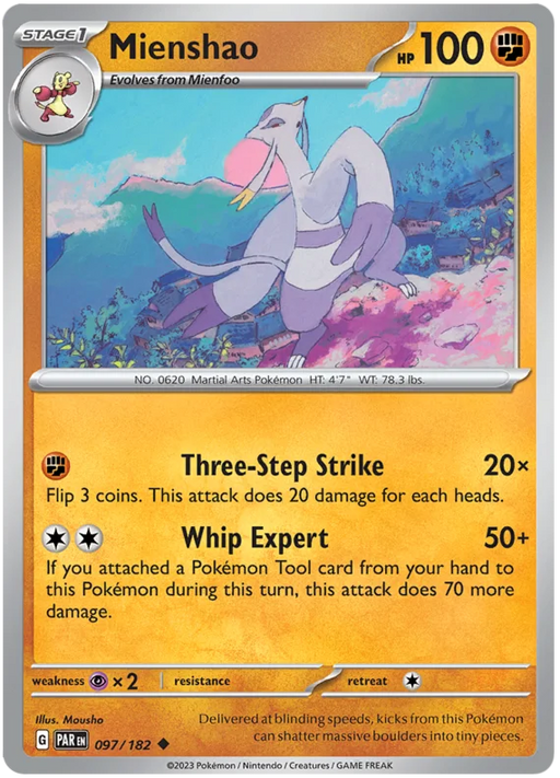 Mienshao 097/182 Uncommon Pokemon Card (SV04 Paradox Rift)