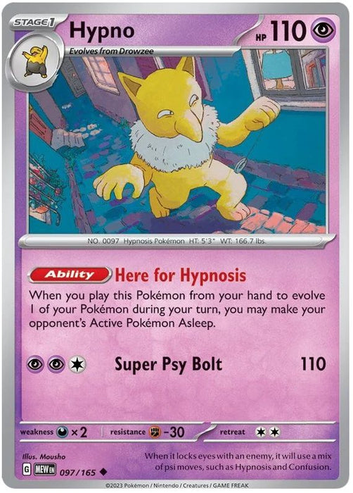 Hypno 097/165 Uncommon Pokemon Card (Pokemon SV 151)