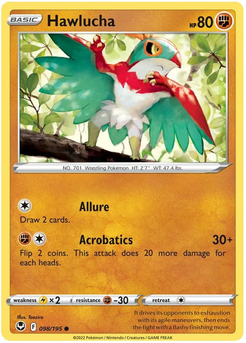 Hawlucha 098/195 Common Pokemon Card (SWSH Silver Tempest)