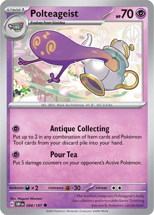 Polteageist 098/197 Uncommon Reverse Holo Pokemon Card (SV Obsidian Flames)