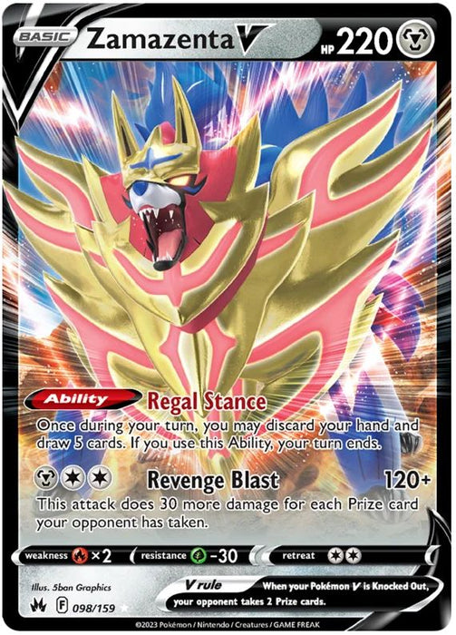 Zamazenta V 098/159 Ultra-Rare Rare Pokemon Card (SWSH Crown Zenith)