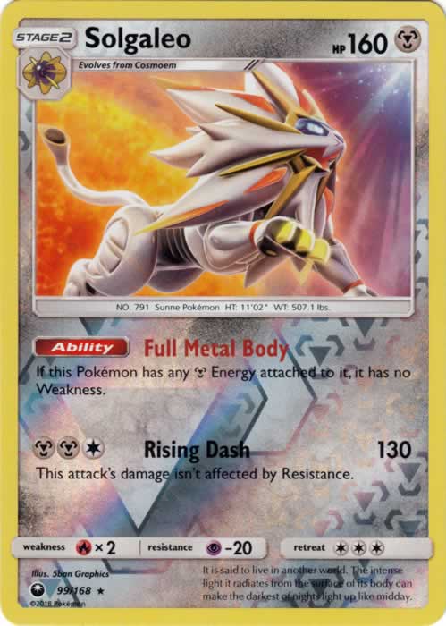 Solgaleo 99/168 Rare Holo Reverse Holo Pokemon Card (Celestial Storm)