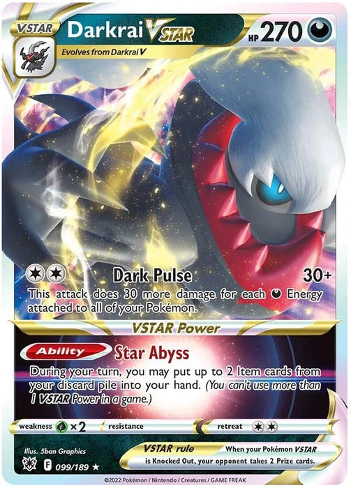 Darkrai VSTAR 099/189 Rare VSTAR Pokemon Card (SWSH Astral Radiance)