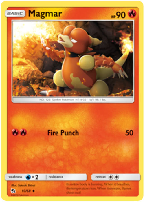 Magmar 10/68 Uncommon Pokemon Card (Hidden Fates)