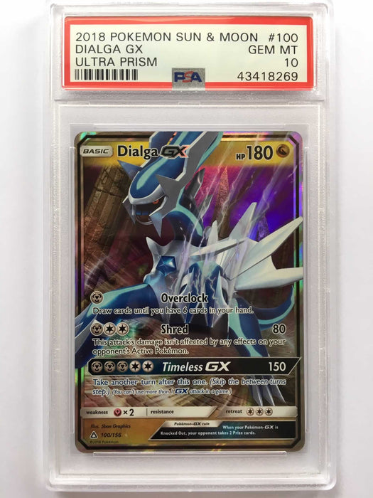 Dialga GX 100/156 Ultra Rare PSA 10 Gem Mint Card (Ultra Prism)