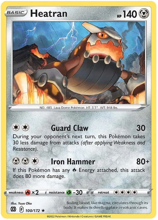 Heatran 100/172 Rare Pokemon Card (SWSH Brilliant Stars)