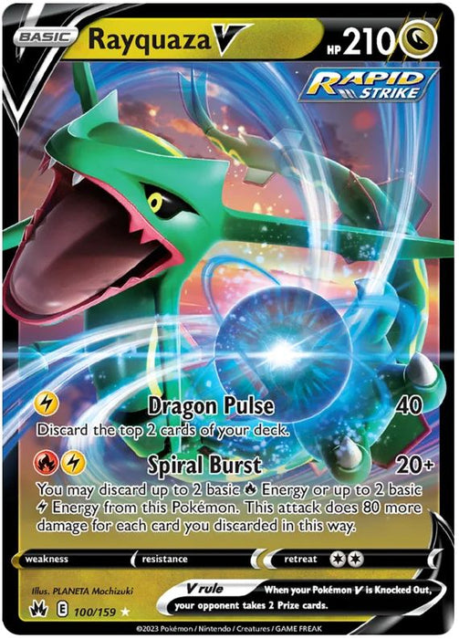 Rayquaza V 100/159 Ultra-Rare Rare Pokemon Card (SWSH Crown Zenith)