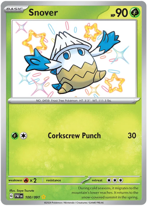 Snover 100/091 Shiny Rare Pokemon Card (SV 4.5 Paldean Fates)