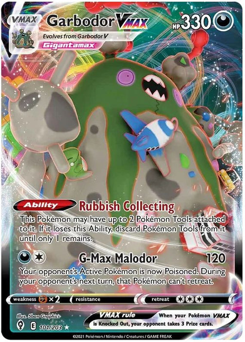 Garbodor VMAX 101/203 Ultra Rare  Pokemon Card (SWSH Evolving Skies)