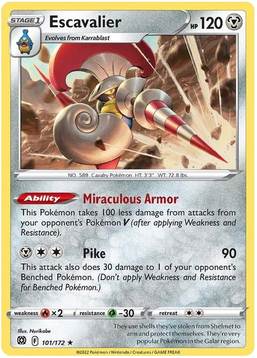 Escavalier 101/172 Rare Pokemon Card (SWSH Brilliant Stars)