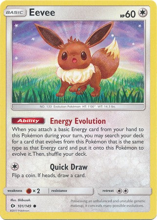 Eevee 101/149 Common Pokemon Card (Sun & Moon Base Set)