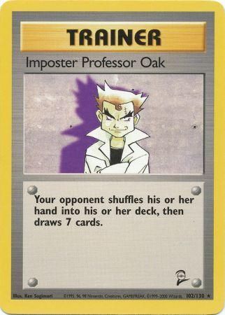 Imposter Professor Oak 102/130 Rare Pokemon Card (Base Set 2)