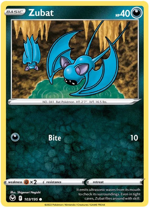 Zubat 103/195 Common Pokemon Card (SWSH Silver Tempest)