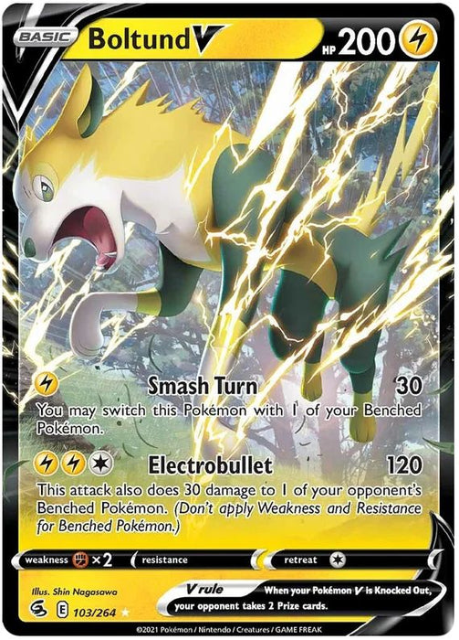 Boltund V 103/264 Ultra-Rare Rare Pokemon Card (SWSH Fusion Strike)