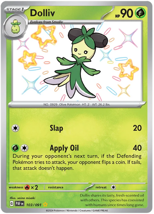Dolliv 103/091 Shiny Rare Pokemon Card (SV 4.5 Paldean Fates)