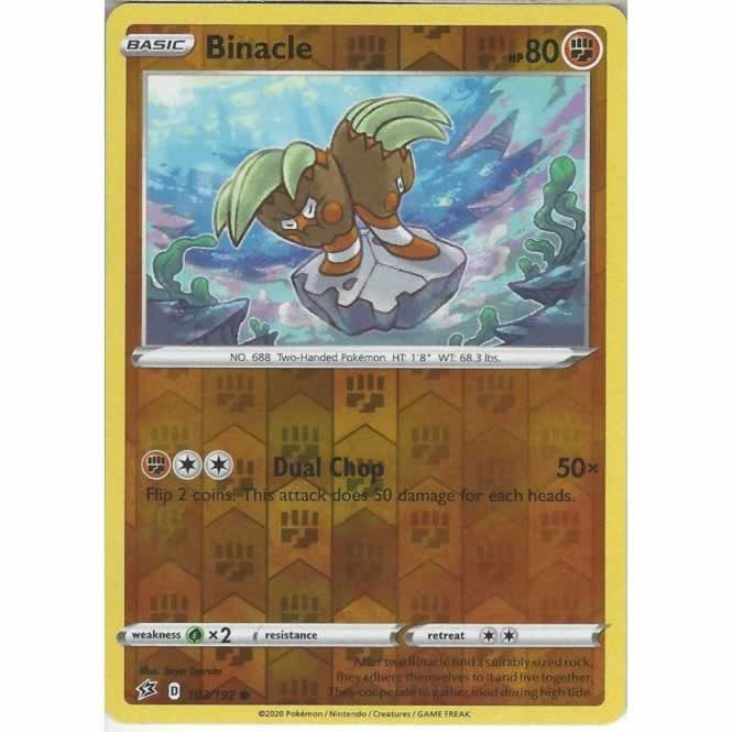 Binacle 103/192 Common Reverse Holo Pokemon Card (SWSH Rebel Clash)