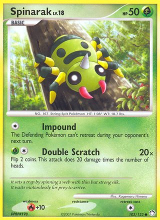 Spinarak 103/123 Common Pokemon Card (Mysterious Treasures)