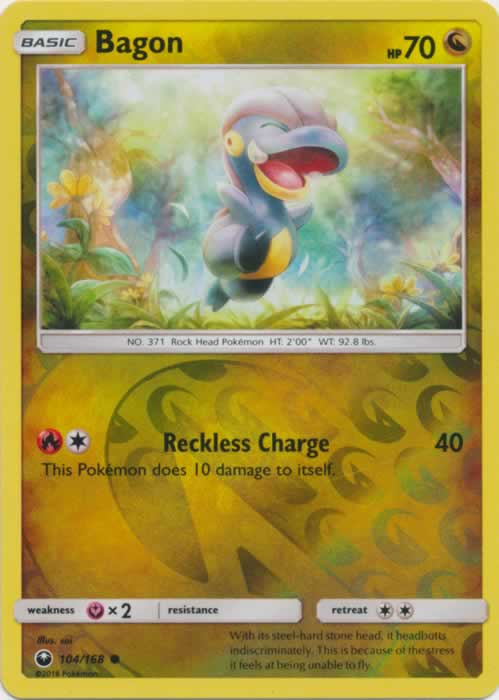 Bagon 104/168 Common Reverse Holo Pokemon Card (Celestial Storm)