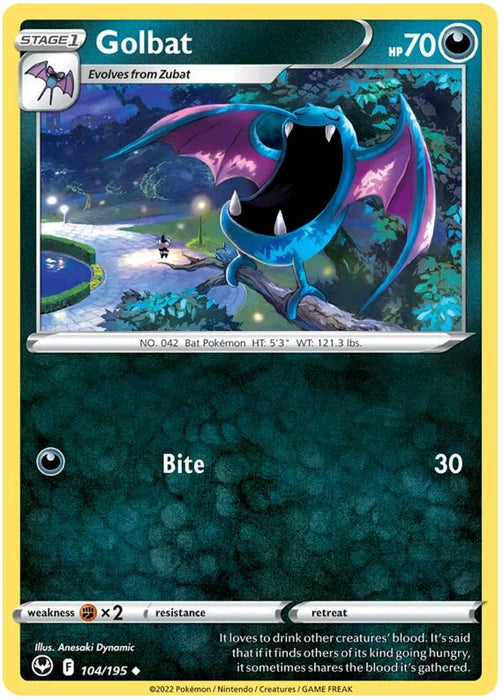 Golbat 104/195 Uncommon Pokemon Card (SWSH Silver Tempest)