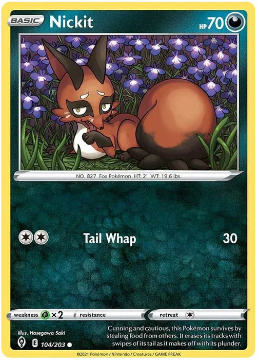 Nickit 104/203 Common Reverse Holo Pokemon Card (SWSH Evolving Skies)