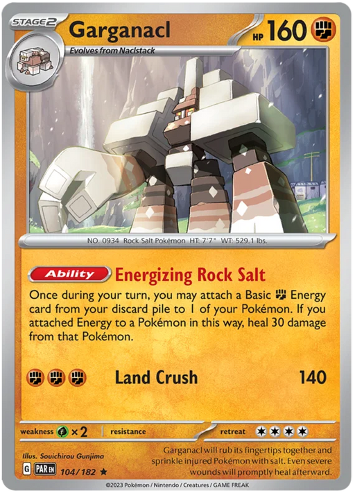 Garganacl 104/182 Rare Pokemon Card (SV04 Paradox Rift)