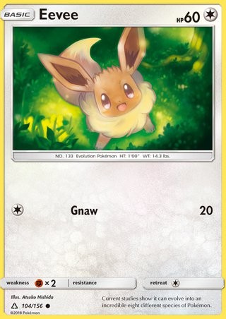 Eevee 104/156 Common Pokemon Card (Ultra Prism)