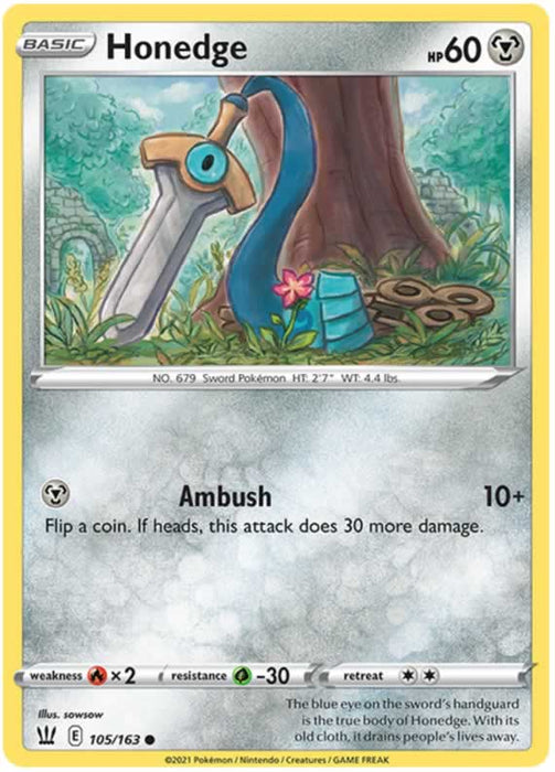 Honedge 105/163 Common Pokemon Card (Battle Styles)