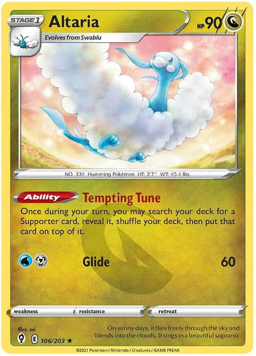 Altaria 106/203 Rare Reverse Holo Pokemon Card (SWSH Evolving Skies)