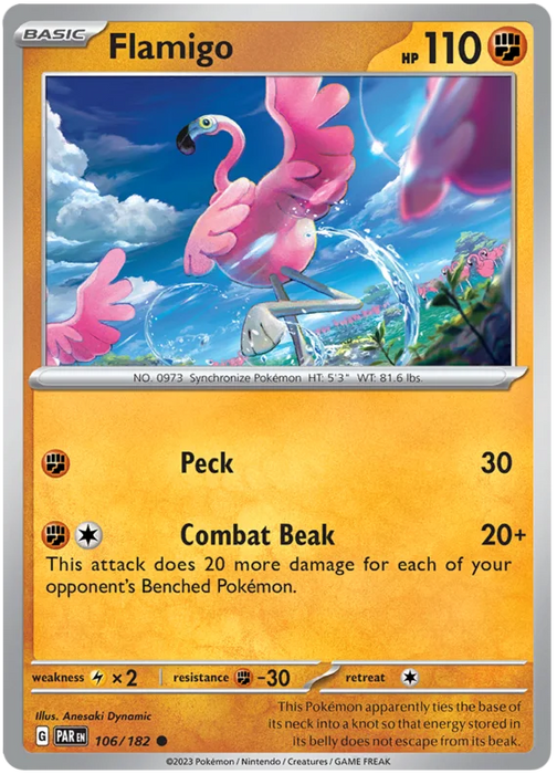 Flamigo 106/182 Common Pokemon Card (SV04 Paradox Rift)