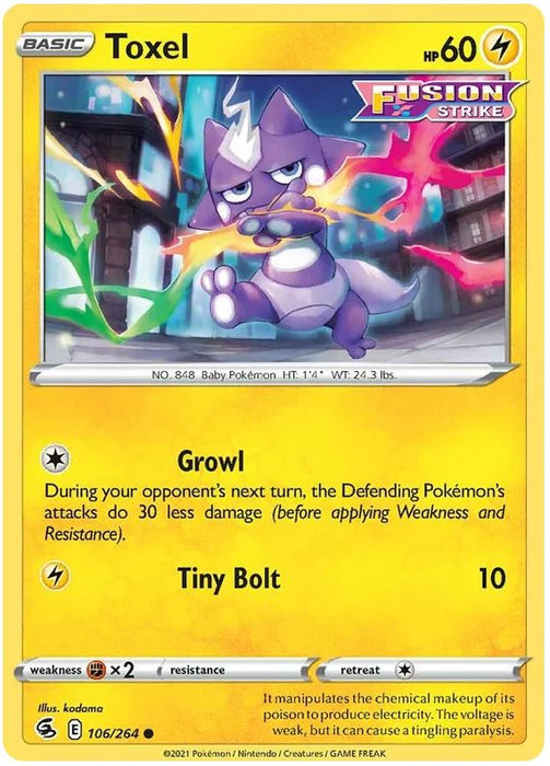 Toxel 106/264 Common Reverse Holo Pokemon Card (SWSH Fusion Strike)