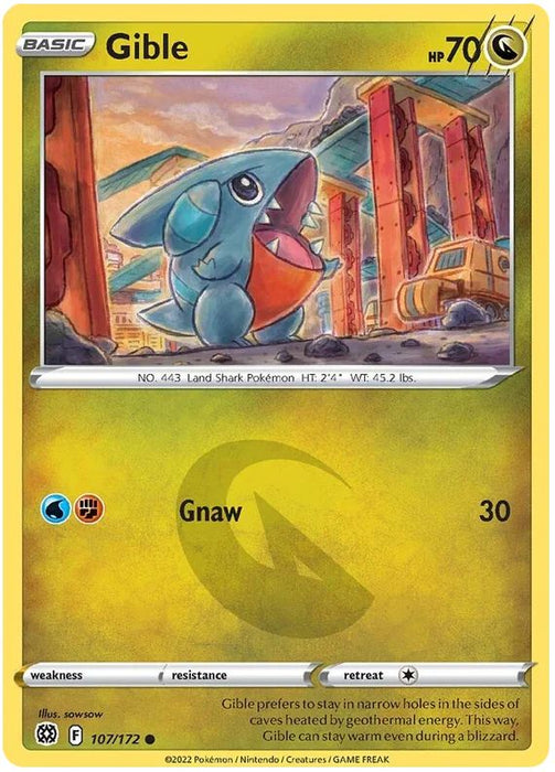 Gible 107/172 Common Pokemon Card (SWSH Brilliant Stars)