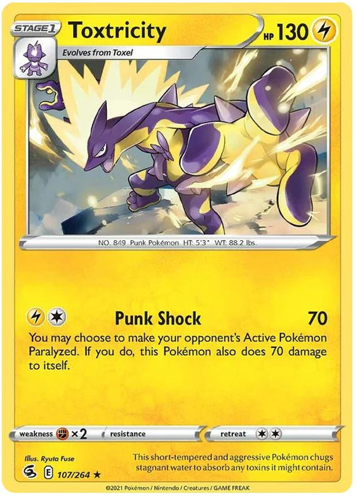 Toxtricity 107/264 Rare Holo Pokemon Card (SWSH Fusion Strike)