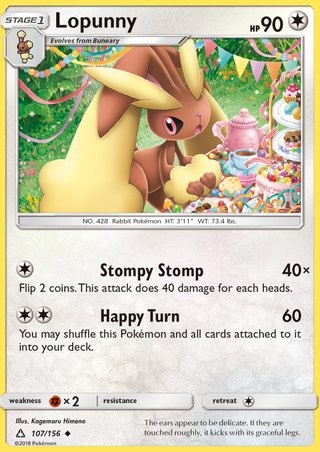 Lopunny 107/156 Uncommon Pokemon Card (Ultra Prism)