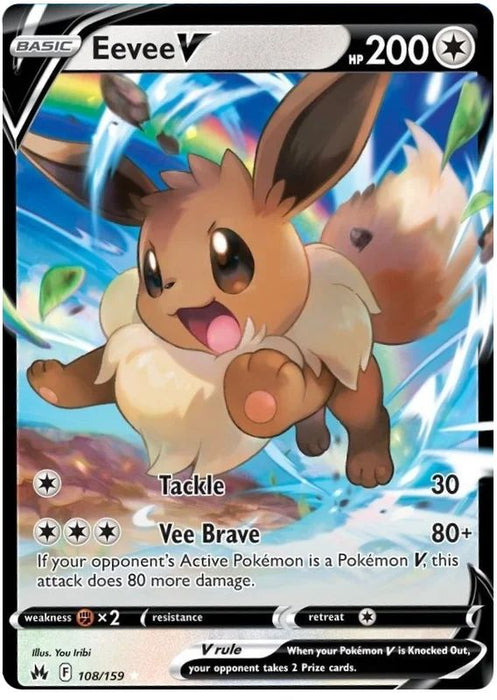 Eevee V 108/159 Ultra-Rare Rare Pokemon Card (SWSH Crown Zenith)