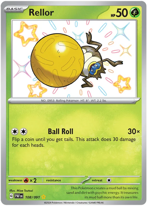 Rellor 108/091 Shiny Rare Pokemon Card (SV 4.5 Paldean Fates)