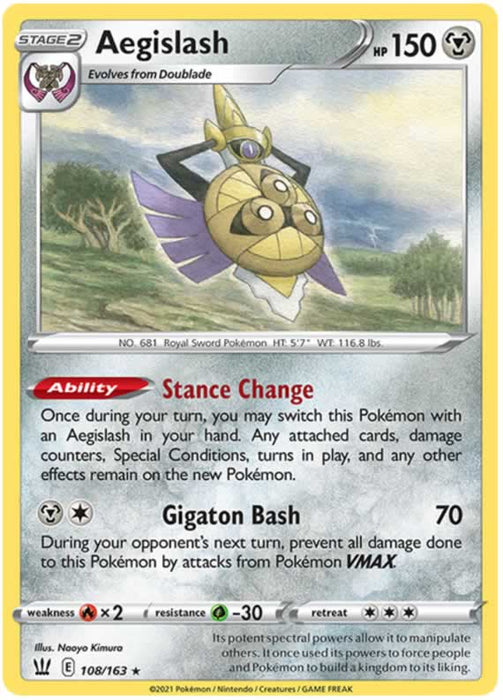 Aegislash 108/163 Rare Pokemon Card (Battle Styles)