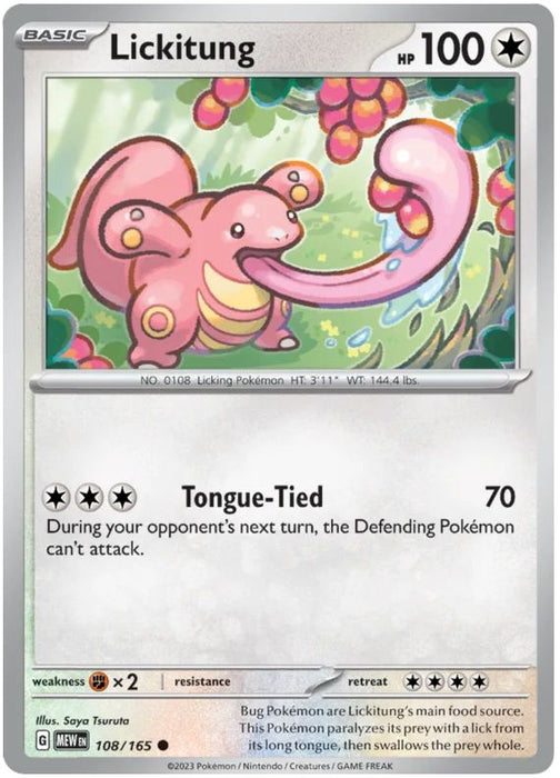 Lickitung 108/165 Common Pokemon Card (Pokemon SV 151)