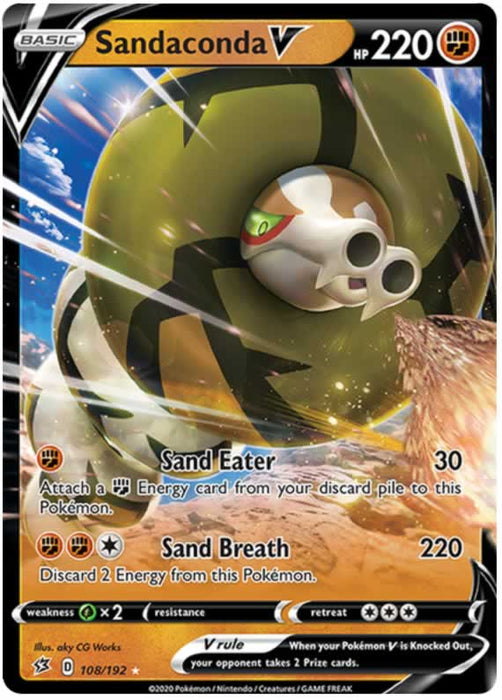 Sandaconda V 108/192 Ultra Rare Pokemon Card (SWSH Rebel Clash)