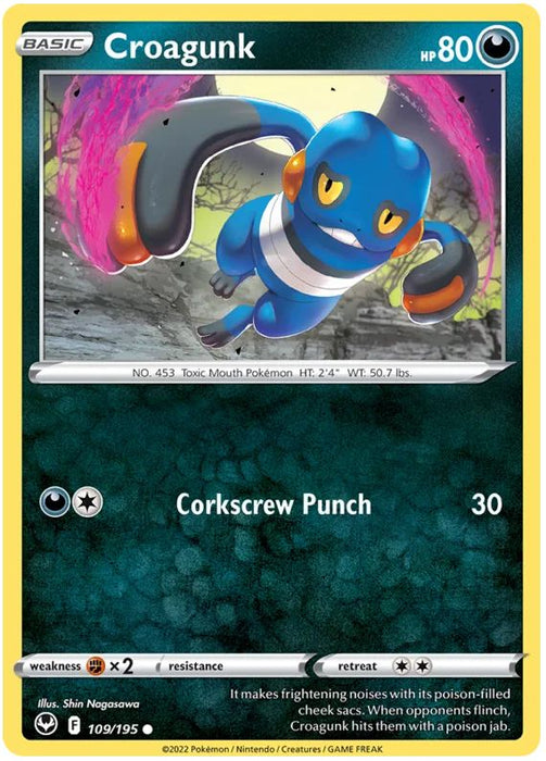 Croagunk 109/195 Common Pokemon Card (SWSH Silver Tempest)