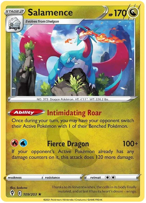 Salamence 109/203 Rare Holo Pokemon Card (SWSH Evolving Skies)