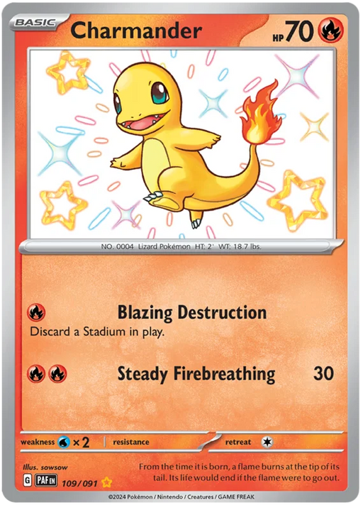 Charmander 109/091 Shiny Rare Pokemon Card (SV 4.5 Paldean Fates)