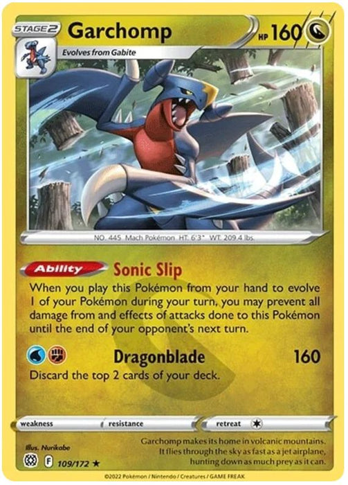 Garchomp 109/172 Rare Holo Pokemon Card (SWSH Brilliant Stars)