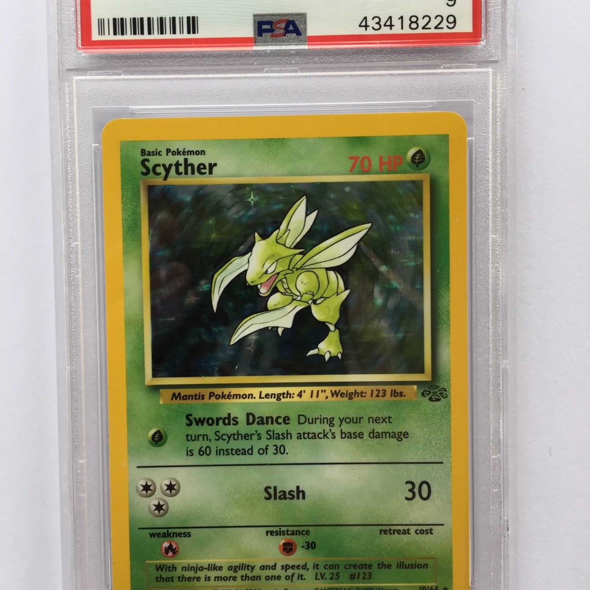 1995 scyther pokemon card value Scyther 10/64 Rare Holo PSA 9 Mint Pokemon Card (Jungle Set) — Titan Cards Ltd